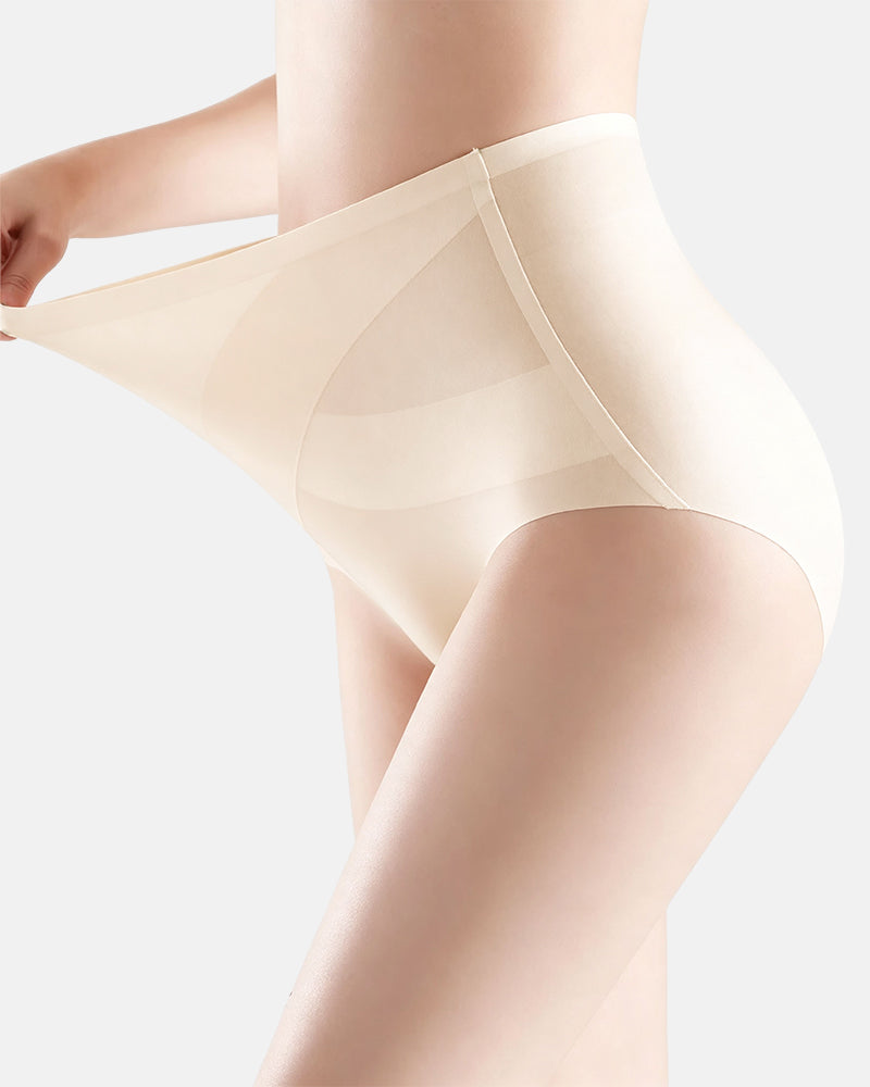 Braguitas de control de abdomen de cintura alta sin costuras de seda helada