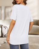 Camisetas de mujer con cuello en V, manga corta, casuales y holgadas