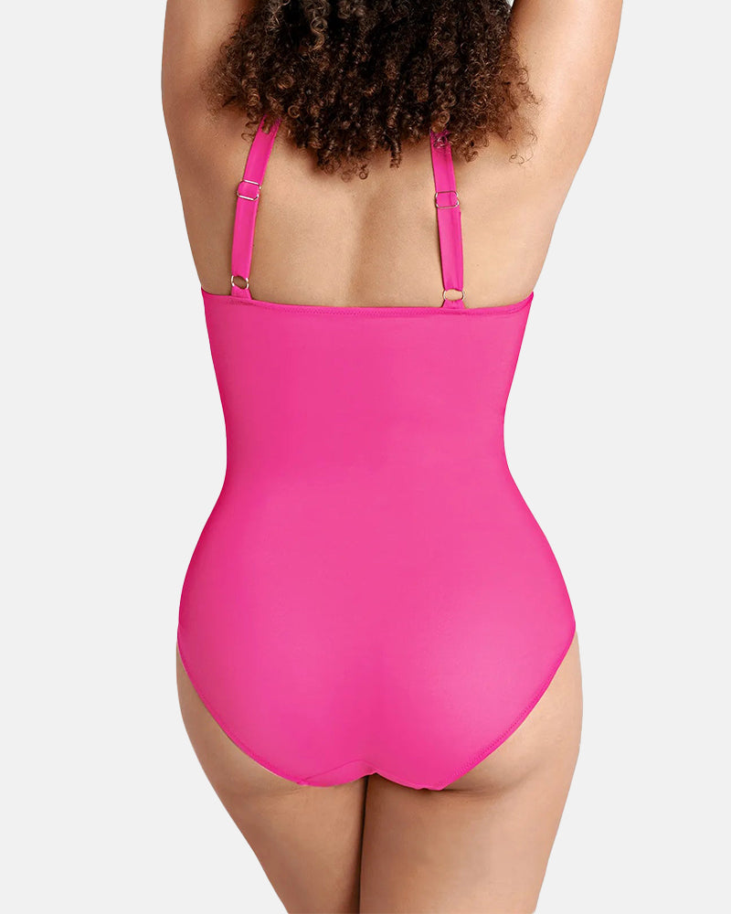 Traje de baño de una pieza con control de abdomen y escote en V profundo