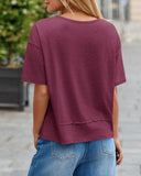 Camiseta de manga corta con cuello en V y ajuste holgado para mujer, de verano