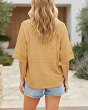 Crewneck Batwing Half Sleeve Solid Color T-Shirts