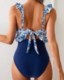 Traje de baño de una pieza con cuello en V y control de abdomen para mujer