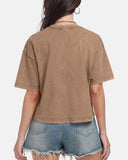 Oversized Vintage Acid Wash Cotton Cropped T Shirts