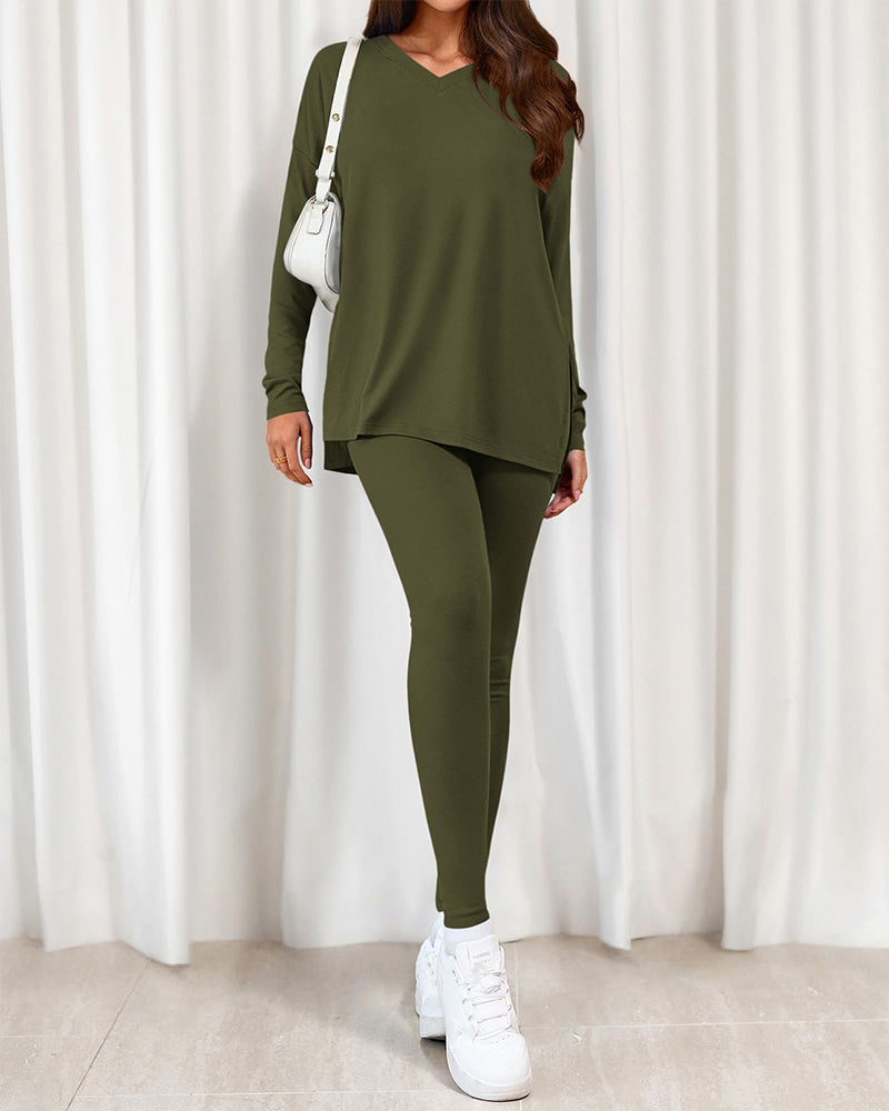2026 Conjunto Informal de Descanso Camisas Extragrandes Leggings a Juego