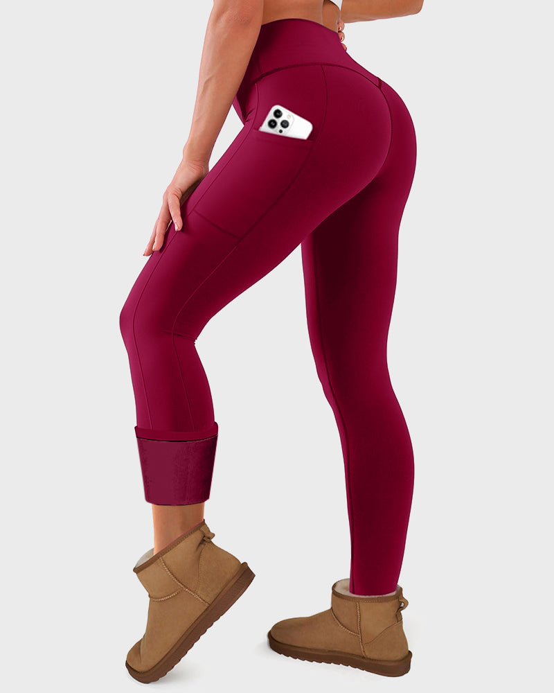 Winter Essentials High-Waisted Fleece Leggings with Pockets