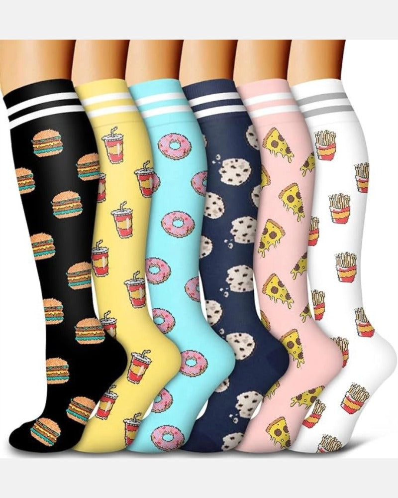 6-Pair Compression Socks — All-Day Support for Work, Running & Recovery