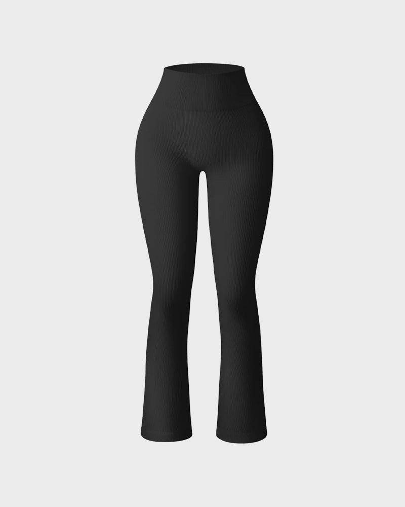 Ribbed Seamless High-Waist Flare Leggings