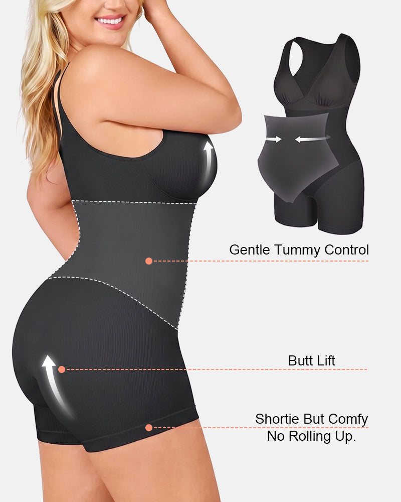 V Neck Sleeveless Short Tummy Control Jumpsuits