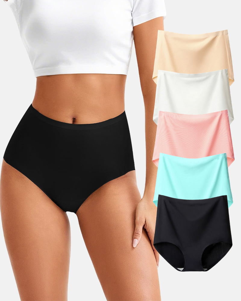 Seamless High Waist No Show Silky Briefs 5-Pack