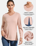 Women’s V-Neck Long Sleeve Casual Top — Loose Fit Basic Tee
