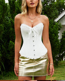 Lace Up Boned Overbust Corset Bustier