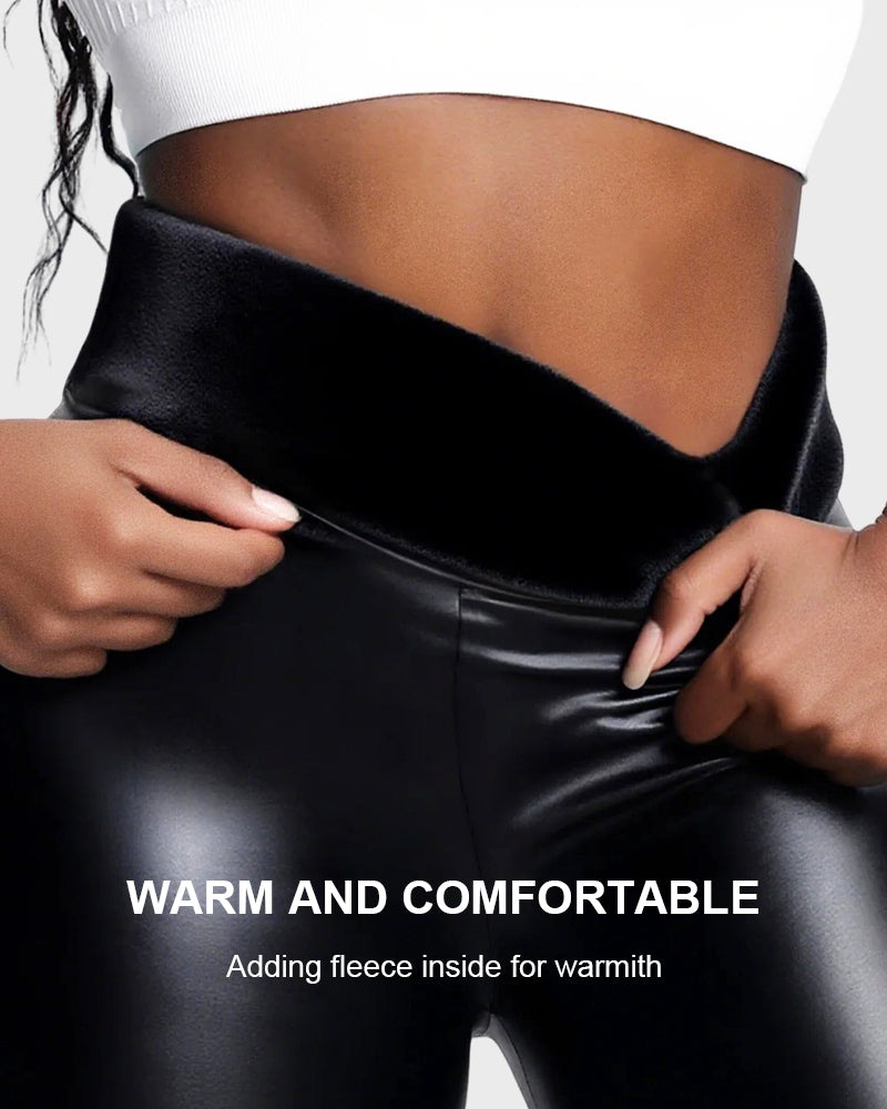 Ultra-Warm Fleece Lined Faux Leather Leggings for Women