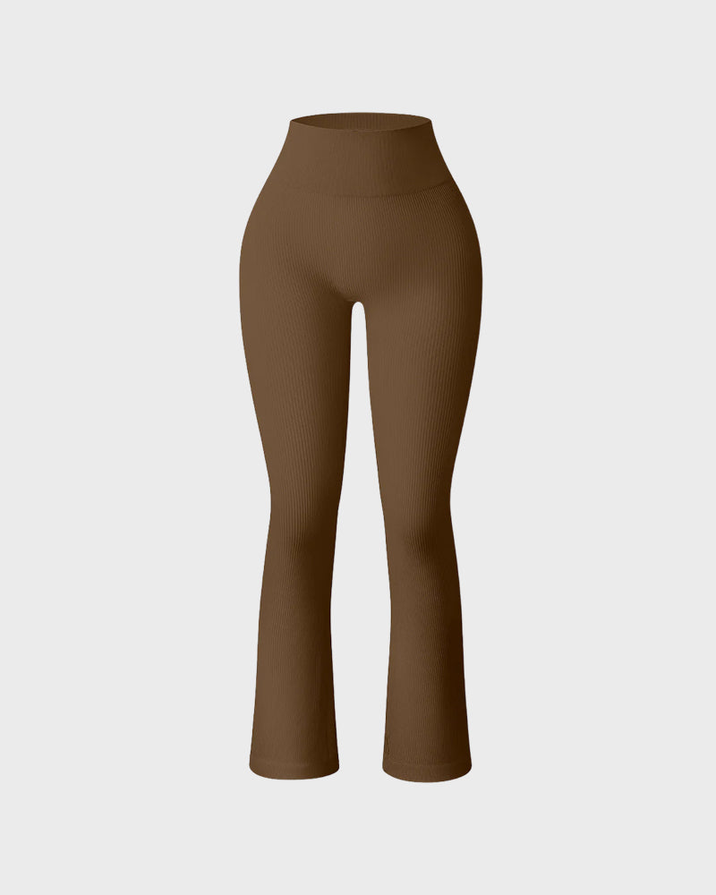 Ribbed Seamless High-Waist Flare Leggings