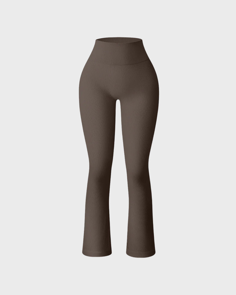 Ribbed Seamless High-Waist Flare Leggings
