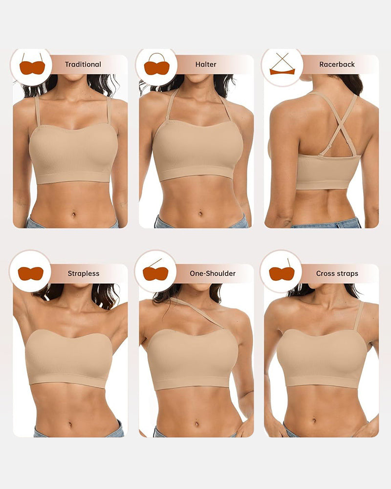 Sujetador Bandeau de Mujer Antideslizante Sin Costuras Inalámbrico Push Up