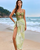 New Glossy Beaded One Piece Swimsuit with Cover Up Sarong