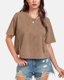 Oversized Vintage Acid Wash Cotton Cropped T Shirts