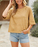 Crewneck Batwing Half Sleeve Solid Color T-Shirts