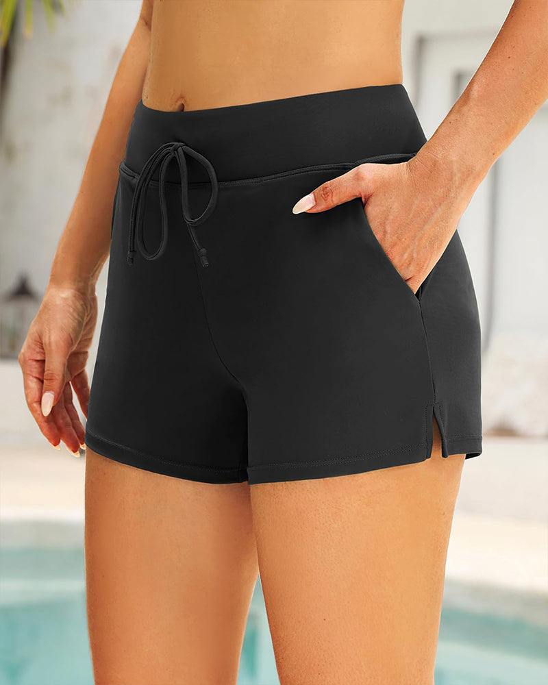 Conjunto de Tankini Deportivo con Control Abdominal y Pantalones Cortos con Bolsillos