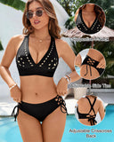 Petal Cutout V-Neck Two-Piece Bikini Set