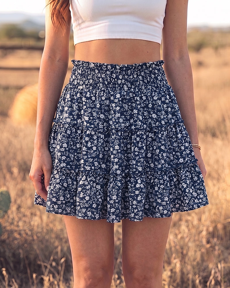 Women's Summer Flowy Ruffle Mini Skorts with Built-in Shorts & Pockets