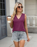 Camiseta sin mangas con cuello en V para mujer, corte holgado, básica