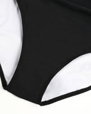 Plus Size Full Coverage Tummy Control Retro Color Block Swimwear
