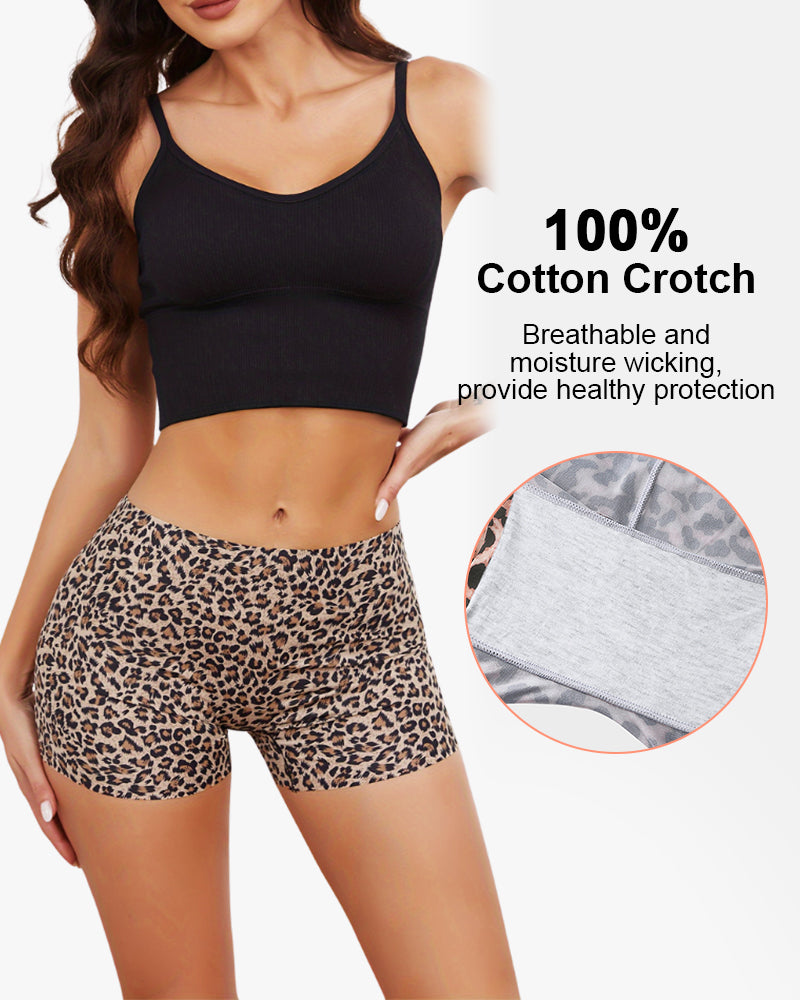 Leopard Seamless Mid-Rise Ice Silk Boyshorts 6-Pack