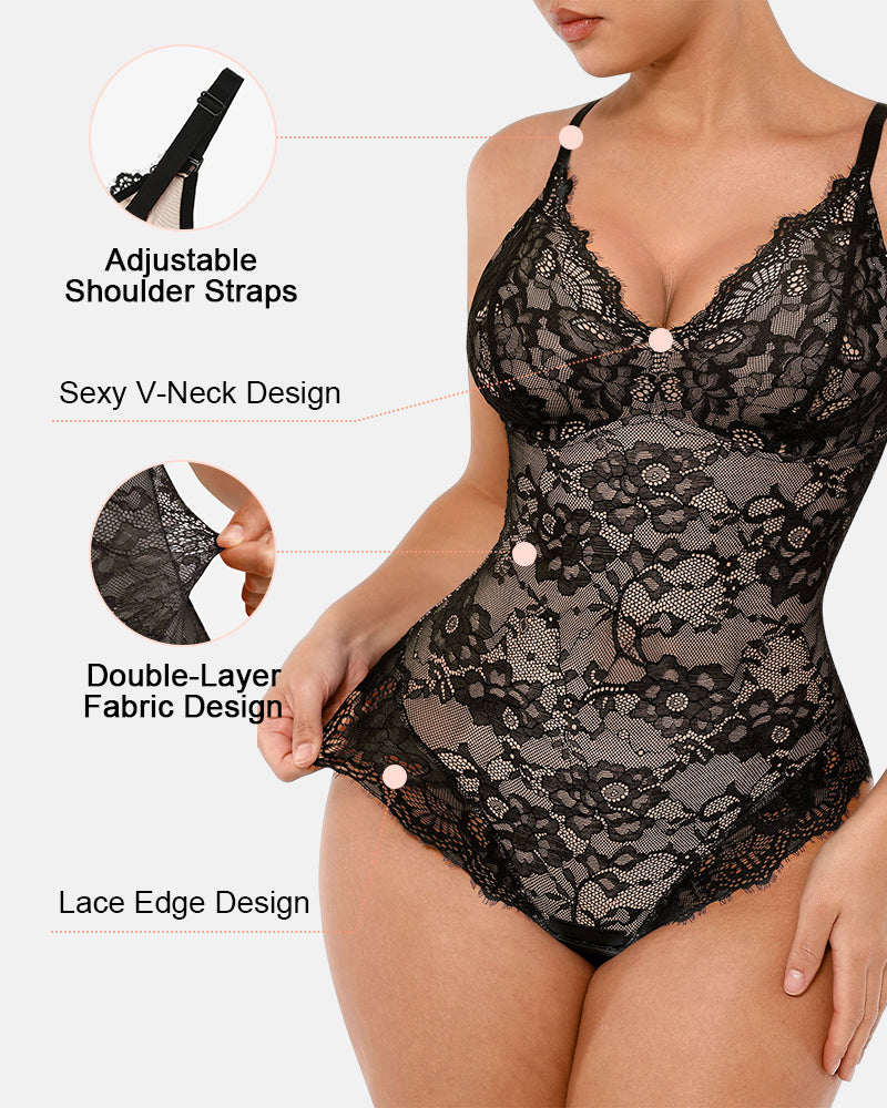 Lace Shapewear Thong Tummy Control Bodysuit