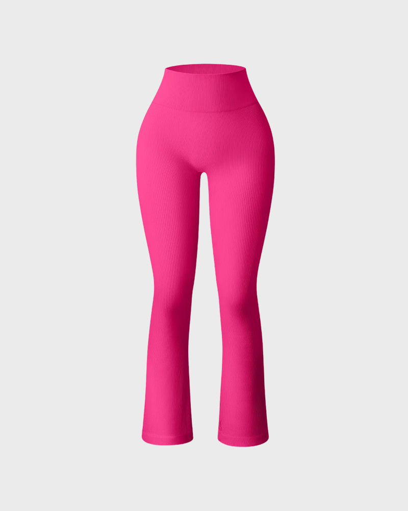 Ribbed Seamless High-Waist Flare Leggings