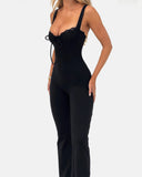 Women's Contrast Lace Knot Front Cami Jumpsuit