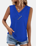 Camiseta sin mangas con botones y cuello en V