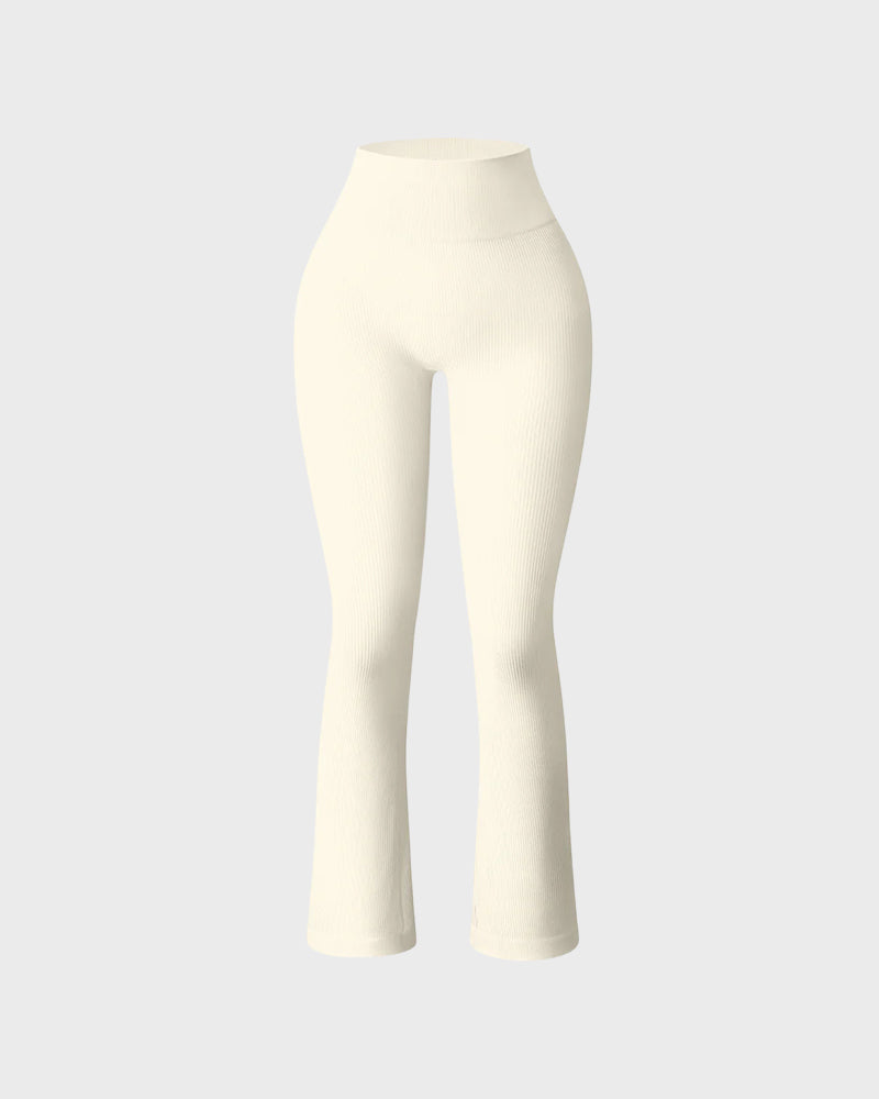 Ribbed Seamless High-Waist Flare Leggings