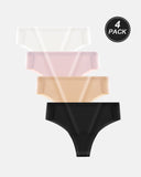 4-Pack Women's Seamless Comfort Camel Toe Thong
