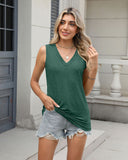Camiseta sin mangas con cuello en V para mujer, corte holgado, básica