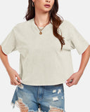 Oversized Vintage Acid Wash Cotton Cropped T Shirts