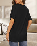 Camisetas de mujer con cuello en V, manga corta, casuales y holgadas