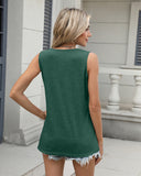 Camiseta sin mangas con cuello en V para mujer, corte holgado, básica