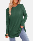 Women Long Sleeve Thumb Hole Crew Neck Tunic Top