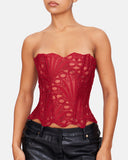 Lace Up Contrast Lace Corset Top Tummy Control Shapewear