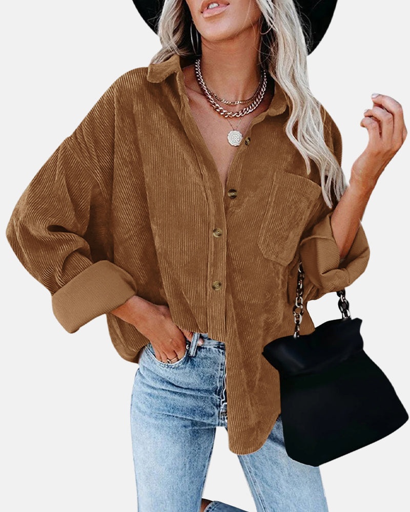 Oversized Boyfriend Corduroy Button Down Shirt
