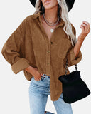 Oversized Boyfriend Corduroy Button Down Shirt