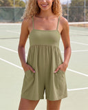 Athletic Spaghetti Strap Beach Vacation Romper with Pockets