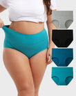 Women's Plus Size Cotton High Waisted Briefs 4-Pack