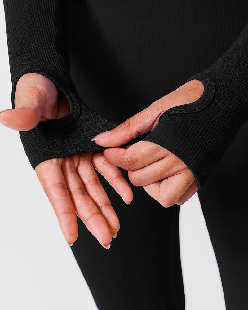 Stretchy Ribbed Seamless Jumpsuit with Integrated Support