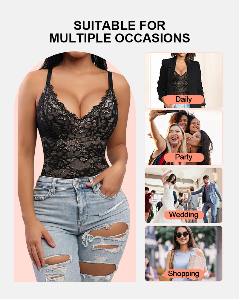 Lace Shapewear Thong Tummy Control Bodysuit