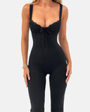 Women's Contrast Lace Knot Front Cami Jumpsuit