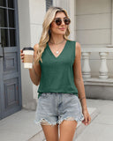 Camiseta sin mangas con cuello en V para mujer, corte holgado, básica