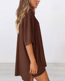 Summer Casual Oversized Lounge Set with Split Hem Shirts & Side Pocket Biker Shorts