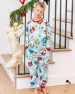 Pijamas familiares a juego de Navidad - Estampado de jengibre azul y rojo